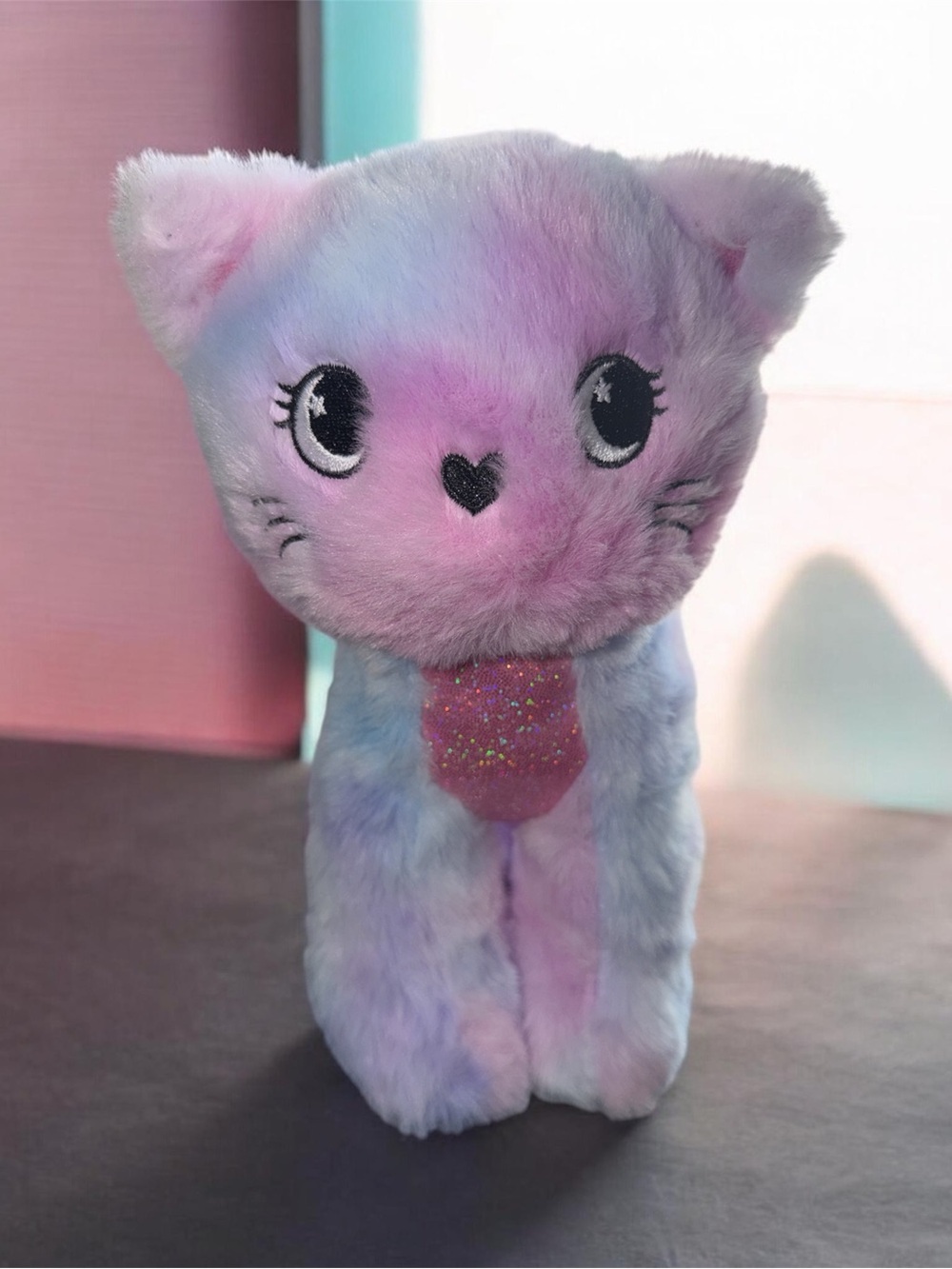 Plush Pastel Mini Cat Purse - Soft Rainbow Kitty Shoulder Bag